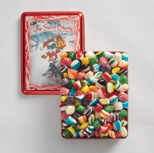 The Swiss Colony Old-Fashioned Christmas Candy Gift Box Holiday Hard Candy Mix with Straws, Waffles, Old Fashioned