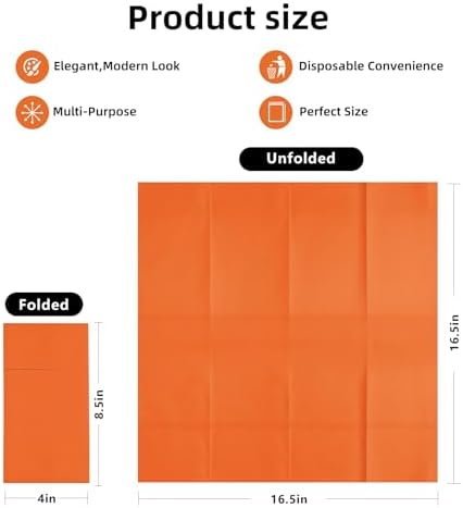 KAMMAK Napkins Disposbale 100 Pack Orange Cloth like Paper Dinner Napkins with Pocket Folded Wedding Napkin Guest Hand Towels for Party Reception, Bathroom, Kitchen, Restaurants (16.5 x 16.5 inch)