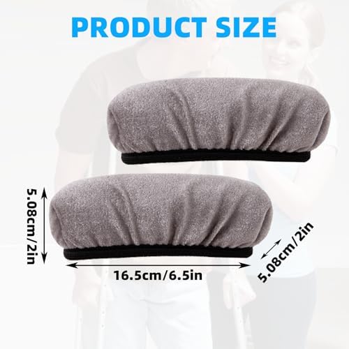 4 Pcs Crutches Padding, Grey Crutch Pads for Armpits and Hand Grips, Comfortable Crutches Accessories , Universal Crutch Pads for Armpits, Washable Pads for Crutches Underarm (2 Armpit+2 Hand Cushion)