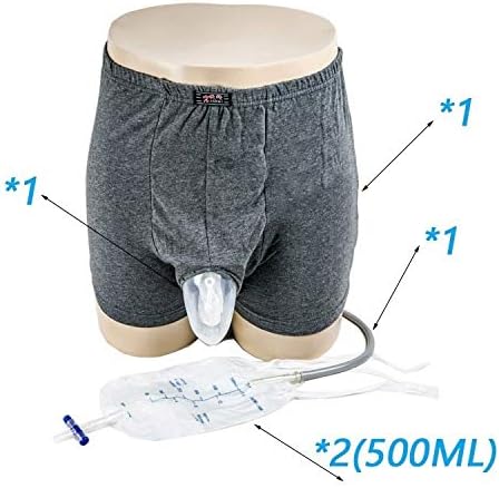 Male Urinal - Wearable Men's Urinal with Elastic Waistband & Two 500ml Urine Collection Bag - Reusable Urine Collector(Random Color) (L)