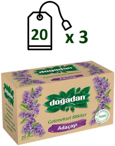 Dogadan Adacayi (Sage Herbal Tea) 20 Tea Bags, Pack of 3