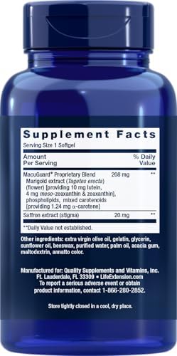 Life Extension MacuGuard Ocular Support with Saffron, 100 softgels