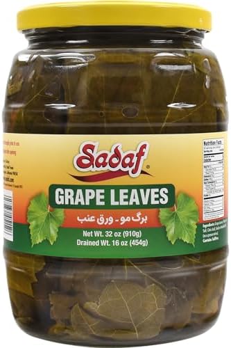 Sadaf Grape Leaves - Grape Leaves for Cooking - Ideal to Wrap and Stuff Dishes - Healthy Grape Leaves for Dolma - Middle Eastern Cuisine - 32 oz Jar