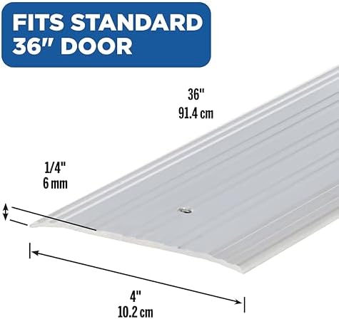 M-D Building Products 68361 Sturdy Aluminum Fluted Saddle Threshold, Mill Finish: Stylish Doorway Transition Draft Protection (1/4-Inch by 4-Inch - 36-Inch) TH041