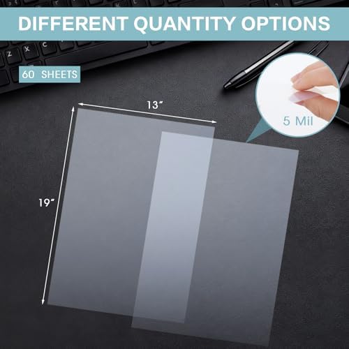 Waterproof Inkjet Transparency Film 13 x 19 Inch, 5 Mil 60 Sheets Professional Grade Printable Transparency Film for Silk Screen Printing, Overhead Projector, Crafts