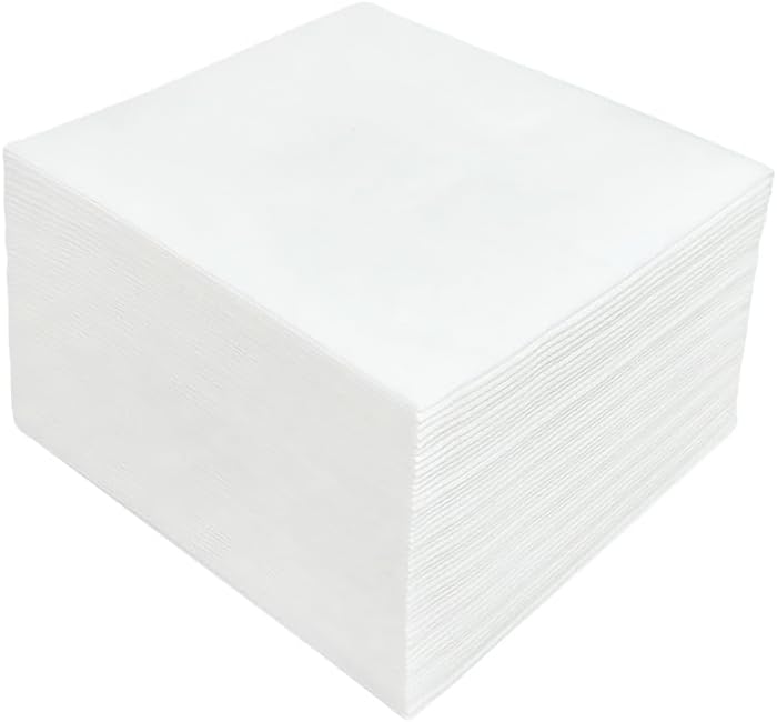200 Sheets Soft Paper Dinner Napkins Square Cocktail Napkins Party Dessert Lunch Napkins Bar Beverage Napkins Absorbent Wedding Napkins for Kitchen White