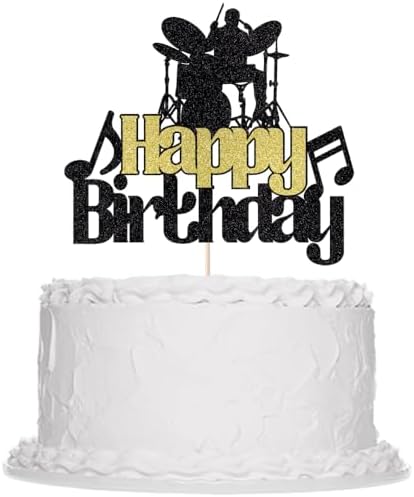 Sleyberoy Drum Kit Happy Birthday Cake Topper, Music Theme Party Rock Roll Drummer Band Decor (music)