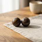 2pcs Baoding Balls 0.98" Chinese Meditation Balls for Small Hands, Solid Natural Stone Hand Exercise Massage for Therapy & Stress Relief for Beginners (No Chime)