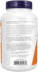NOW Foods Supplements, L-Citrulline 750 mg, Supports Protein Metabolism*, Amino Acid, 180 Veg Capsules