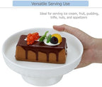 EIKS Ceramic Footed Bowl Display Stand Plate for Serving Fruit Salad Nuts Desserts Ice Cream Pudding (Dia. 8-inch)