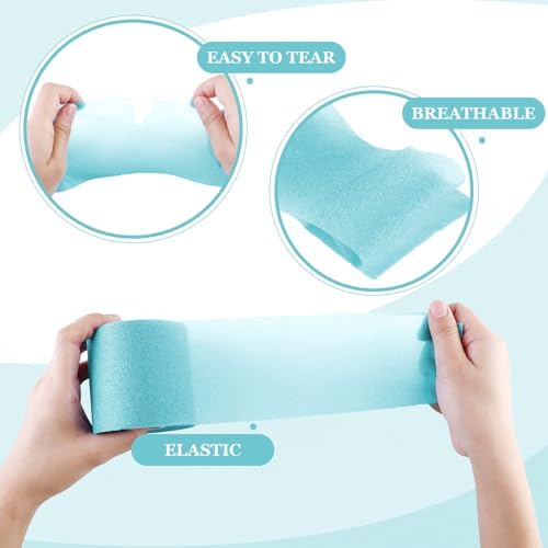 Nuanchu 30 Yards Pre-wrap Athletic Tape Pre Wrap Athletic Foam Underwrap Tape Foam Underwrap Bandage for Hair Soccer Sports Wrists Elbows Knees Ankles 2.76 Inches(Turquoise)