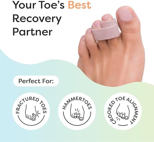 ZenToes Hammer Toe Corrector for Women & Men - Reusable Fabric Buddy Wraps for Broken Toes - Cushioned Toe Splint for Protection & Recovery & Hammertoe Straightener - 4 Count (OSFM, Beige)