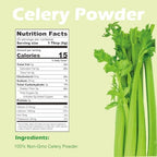 ORGFUN Celery Powder 100% Nature Fresh Celery Juice Powder, Locally Sourced No Additives Gluten Free Prefer for Drinks, Smoothies 5.3 Oz