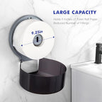 Toilet Paper Holder Wall Mount: Commercial Toilet Paper Dispenser - 9" Jumbo Toilet Paper Roll Holder for Bathroom, Black