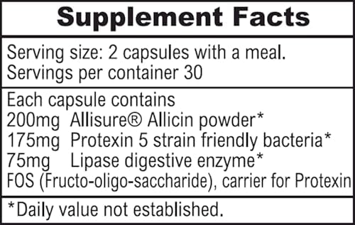 ALLIMAX Pre Pro - 60 Caps. Stabilized allicin Plus prebiotics, probiotics and Digestive enzymes.