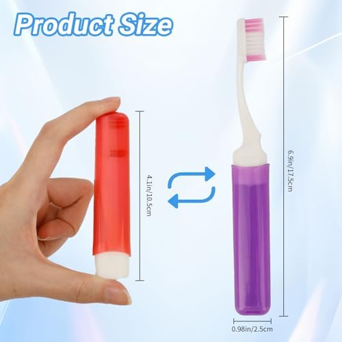 Travel Toothbrush 6PCS Travel Toothbrush Set Mini Toothbrushes Portable Travels Size Toothbrushes Folding Traveling Tooth Brush with Case Individually Wrapped Small Tooth Brush for Home Camping Hiking