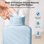 Microwaveable Silicone Hot Water Bottle with Cover(1 Liter), MEETRUE Innovative BPA-Free Silicone Hot Water Bag Hot Water Bottles for Pain Relief, Hot & Cold Therapies-Gift for Women Children Elderly