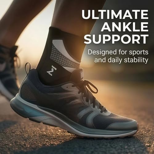 2 PCS Ankle Support for Women & Men, Adjustable Ankle Wrap for Extra Stability, Compression Ankle Sleeve Support for Running, Basketball, Volleyball, Breathable Ankle Brace for Daily Training(Grey)