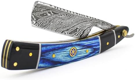 Damascus Straight Razor - Custom Shaving Blade for men - Damascus Steel Barber Approved - Straight Edge Razor For Men - Mens Shaving Razor Kit -Travel Case - Best Gift Set For Him