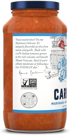 Carbone Marinara Delicato Pasta Sauce | Tomato Sauce Made with Fresh & All-Natural Ingredients | Non GMO, Vegan, Gluten Free, Low Carb Pasta Sauce, 24 Fl Oz (Pack of 4)