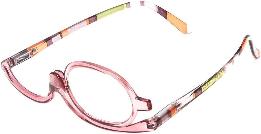 Calabria Flip Up Magnifying Makeup Reading Glasses Eye Make Up Women Cosmetic Rotating Single Lens Readers w/Soft Case