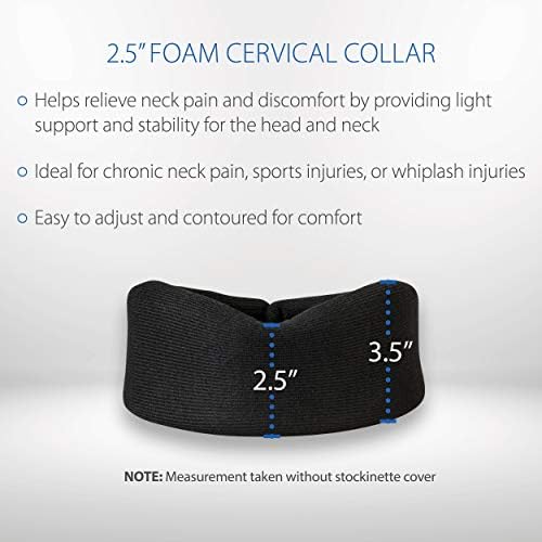 Core Products Soft Foam Cervical Collar Neck Support Brace, Helps Stabilize Vertebrae & Relieve Spinal Pressure for Men & Women - Black, Medium Fits (2.2-2.7 inch) Height