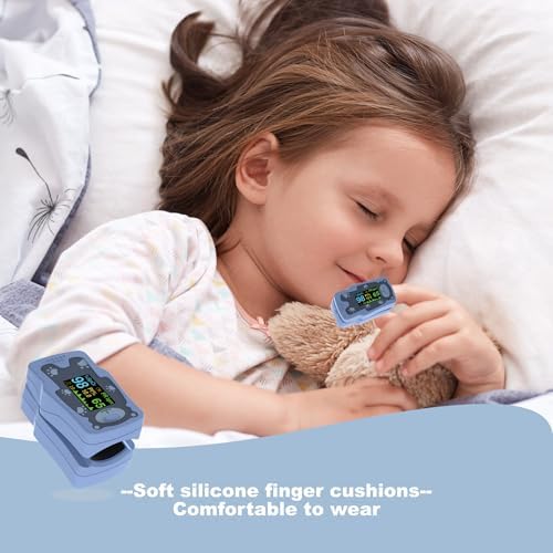 VOLUETH New Version Kids Pulse Oximeter Fingertrip, Blood Oxygen Saturation for Children, Portable Oxygen Meter with OLED Screen Included 2AAA Batteries