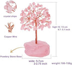 Rose Quartz Healing Crystal Tree，Natural Reiki Life Stone Base Copper Wire Tree Decor， Feng Shui Spiritual Energy for Pink Home Office Desk ， Ideal Meditation Gift for Women Men