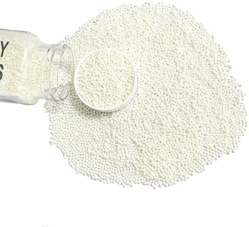 Homipooty Nonpareils Sprinkles Edible White Pearl Sugar sprinkles 110g/3.88oz 2mm Mini White Pearls Baking Cakes Cupcake Topper and Cake Decorations for Valentines Day Halloween Christmas