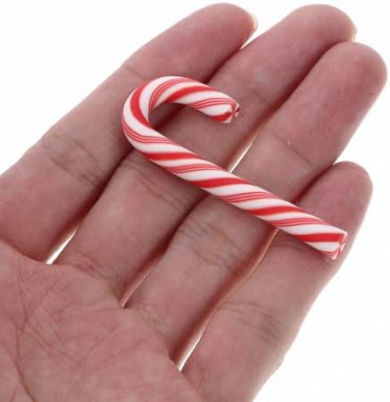 Luxshiny 100pcs Christmas Candy Cane Charms Lovely Resin Phone Case Accessories Realistic and Striped Decorations for Crafts Holiday Parties and Scrapbooking