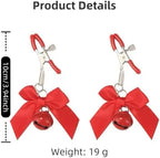 2Pcs Nipple Clamps, Adjustable Non-Piercing Body Jewelry with Bowknot Bells, Stainless Steel Decorative Clips for Women and Men (red)