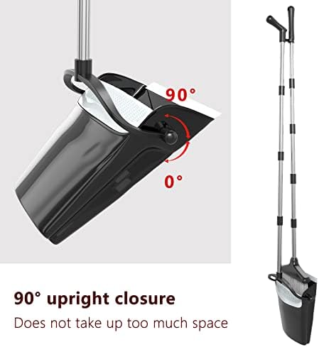 Broom with Dustpan Combo Set 54" Long Handle Angle Broom and Dust Pan for Home Office Cleaning Sweeping (Black and Grey)