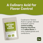 Coolinario Tartaric Acid Powder (1 LB) Natural Acidulant for Wine, Baking & Candy | Enhances Flavor & Adjusts Acidity | Ideal for Cream of Tartar, Confections & pH Balancing | Food Grade