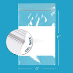 GPI - 4" x 6" - Bulk Pack of 100, 4 Mil Thick, Heavy Duty, Clear Plastic Reclosable Zip Bags, With Write-on White Block for Labeling, Strong & Durable Poly Baggies With Resealable Zipper Top Lock.