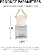 5PCS Hanging Car Air Freshener, Auto Interior Decoration 8 ml Oil Diffuser Perfume Aromatherapy Pendant Empty Glass Bottle, Fragrance Ornament with Vent Clip Wooden Cap and Rope (Square)