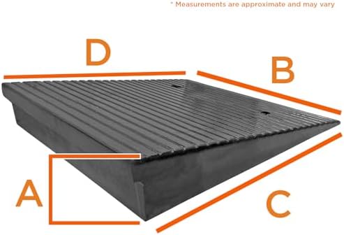 Electriduct 6" Mountable Rubber Threshold Ramp. Outdoor Curb Ramp for Cars, Bikes. Pair Needed for Wheelchair
