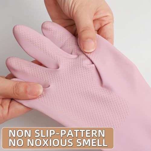 Dishwashing Rubber Gloves Reusable Kitchen Gloves 2Pairs Cleaning Gloves for Washing Dishes Long-lasting&Non-Slip