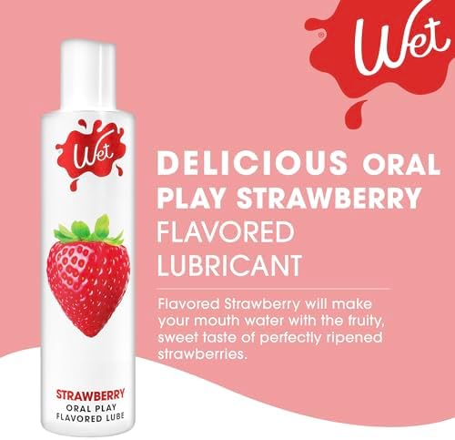 Wet Sexy Strawberry Premium Flavored Edible Lube for Men, Women and Couples | Long-Lasting, Condom Safe, Sugar Free, 3 fl oz