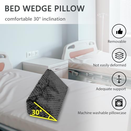Wedge Pillow for Side Sleeping, Body Positioning Foam Wedge Pillow, Side Wedge Pillow for Sleeping Non-Slip Back Positioning Pillow for Bed Sore Wedge (Black)