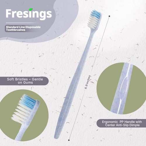 48-Pack Disposable Toothbrushes Individually Wrapped, Soft PBT Bristle Bulk Portable Travel Toothbrushes for Adults & Kids, Guest Bathroom, Hotel, Camping, Donation - 4 Gemstone Colors