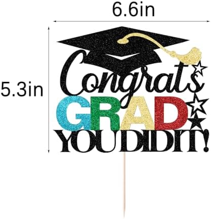 Congrats grad you did it Cake Topper,2025 Graduation Cake Topper,Congrats Grad Decorations,2025 High School/College/University Graduation Party Decoration Supplies.(black)