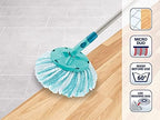 Leifheit Replacement Mop Head Clean Twist Disc Mop x 2 Pack – Dual Fibre System for Deep Cleaning & Maximum Absorption – Compatible with Clean Twist Systems – Set of 2 – White/Turquoise