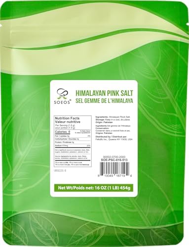 Soeos Himalayan Pink Salt, Coarse Grain, 16 Oz (1 Pound), Pink Himalayan Sea Salt for Grinder Refill
