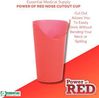 Essential Medical Supply Power of Red Adaptive Reusable Nose Cut Out Cup for Easier Drinking - Nosey Style Cup for Seniors and Adults