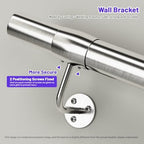 4 Ft Industrial Metal Stairs Handrail Kit, Sturdy Wall Mount 304 Stainless Steel Hand Rail, Indoor Outdoor Stair Railing Wood Concrete Brick Wall,1.65 in Round Pipe Grab Bar, Silver