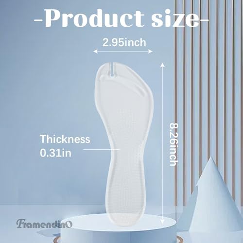 Framendino, 2 Pairs Flip Flop Insoles Gel Arch Cushion Adhesive Silicone Inserts Support Pads for Man Woman (S, Clear)