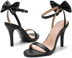 Women's High Heels Sandals Strappy Open Toe Stiletto Bow Ankle Strap Dress Shoes for Prom Party Wedding Evening Cocktail Formal Bridesmaid Sexy Elegant