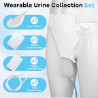 Wearable Urine Collector for Men with Reusable Silicone Urine Cup Adjustable Fixed Pants and 2 Urinary Bags 2000ml and 1000ml External Catheter for Men for Home Travel and Daily Use, Elderly Men Grey