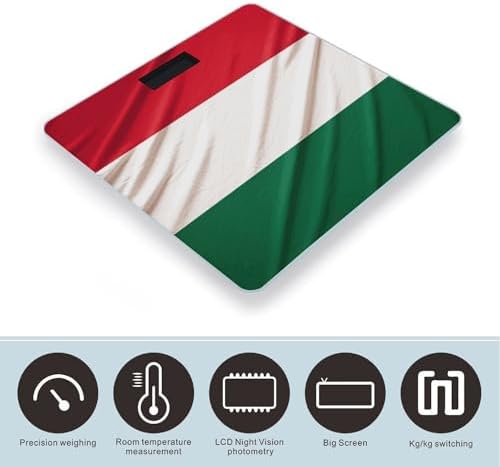 Italy Flag Weight Scale for Body Weight Digital Bathroom Scale High Capacity Accurate Digital Weighing Scales and Easy-to-Read on Backlit LCD Display