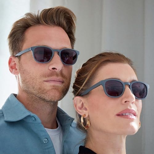 OPULIZE POP Classic Reading Sunglasses for Women Men,Tinted Lens with UV400 Protection,Scratch Resistant Round Chunky Frame with Spring Hinges, Matt Grey +1.50 (Pack of 2)